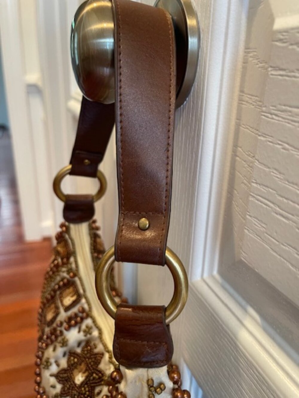 Vintage The Limited Shoulder Strap Beaded Purse Espresso Gold Colors Boho - Picture 13 of 15